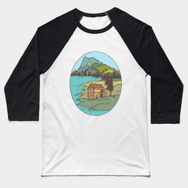 Farmhouse in the Hill Station Baseball T-Shirt by spacemedia